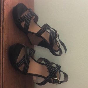 Black Wedge Sandals